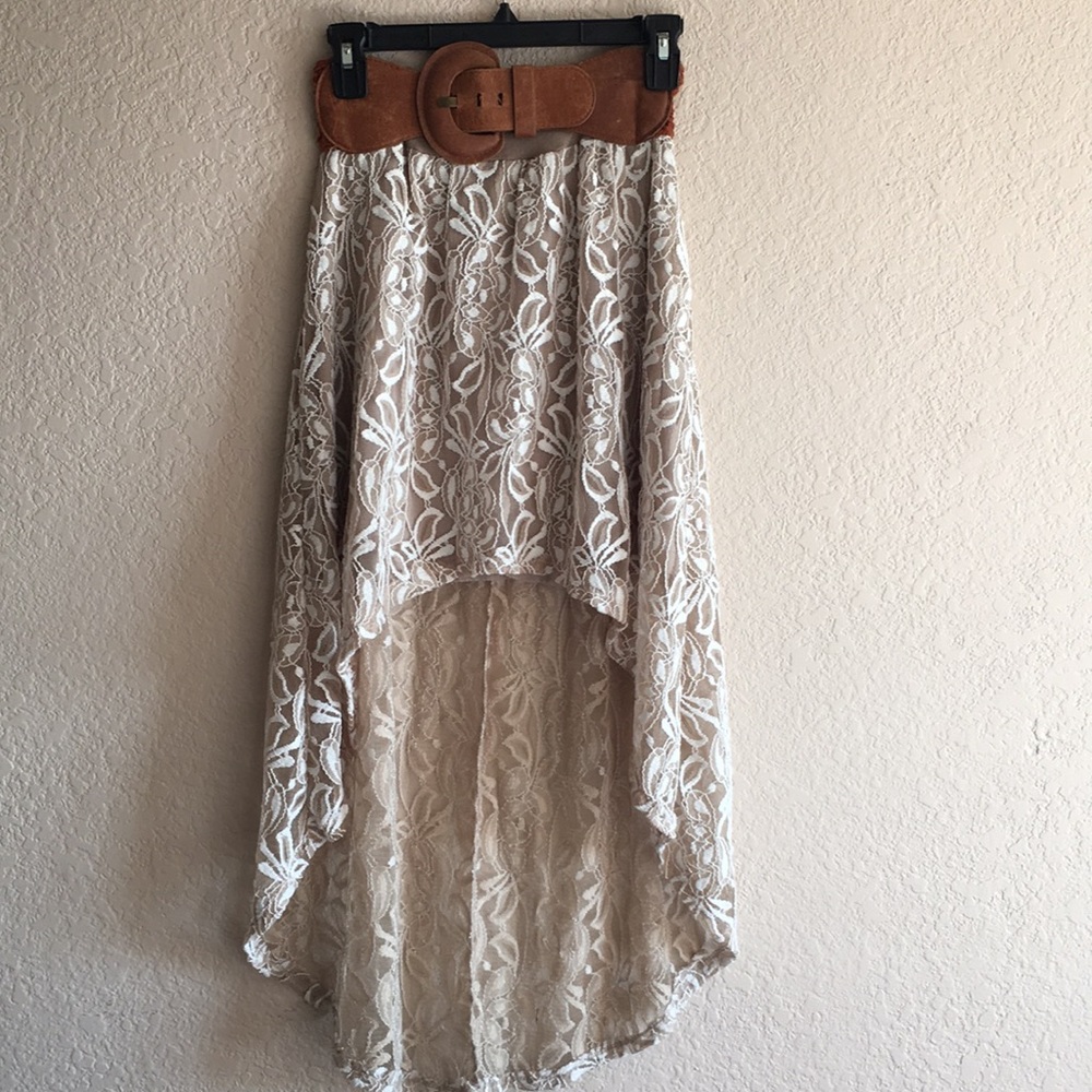 Floral High Low Skirt